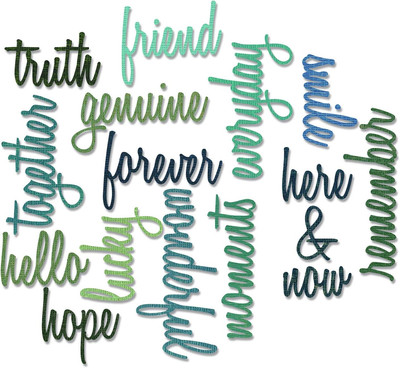 Sizzix, Multi Color, One Size Thinlits Die Set 660225, Friendship Words Script b