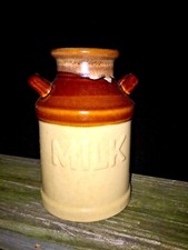 Vintage 7/5 Stoneware Pottery Brown Drip MILK JUG CANISTER CONTAINER rare ❤️j8