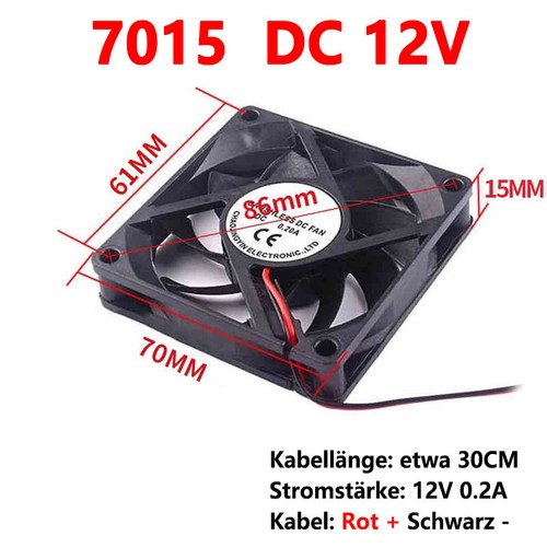 Gehäuse Lüfter Case Fan 6015 7015 8020 9025 5V12V 4/5/6/7/8/9/12CM Schwarz - Afbeelding 25 van 32