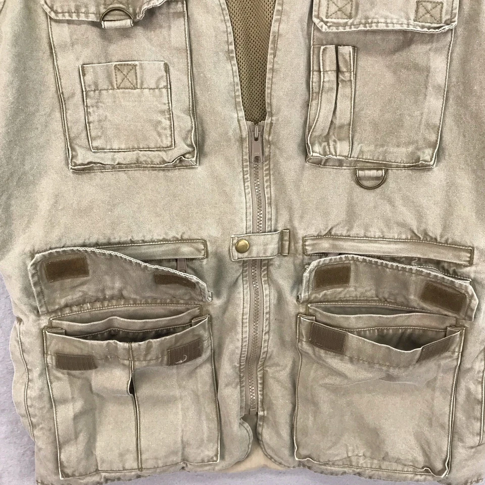 Orvis Vest Mens XL Beige Cargo Pockets Safari Hunting No Size Tag 46in Chest - Image 4 of 4