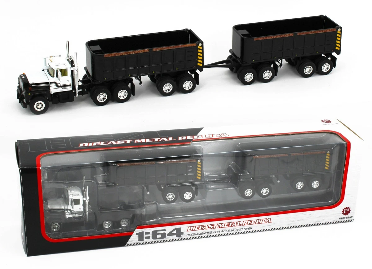 First Gear DCP 1 64 BLACK WHITE MACK R Semi Truck w DUMP