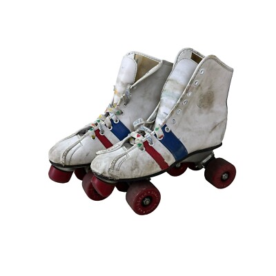 Vintage Roller Derby Skates Red White Blue Size 4 Youth Kids