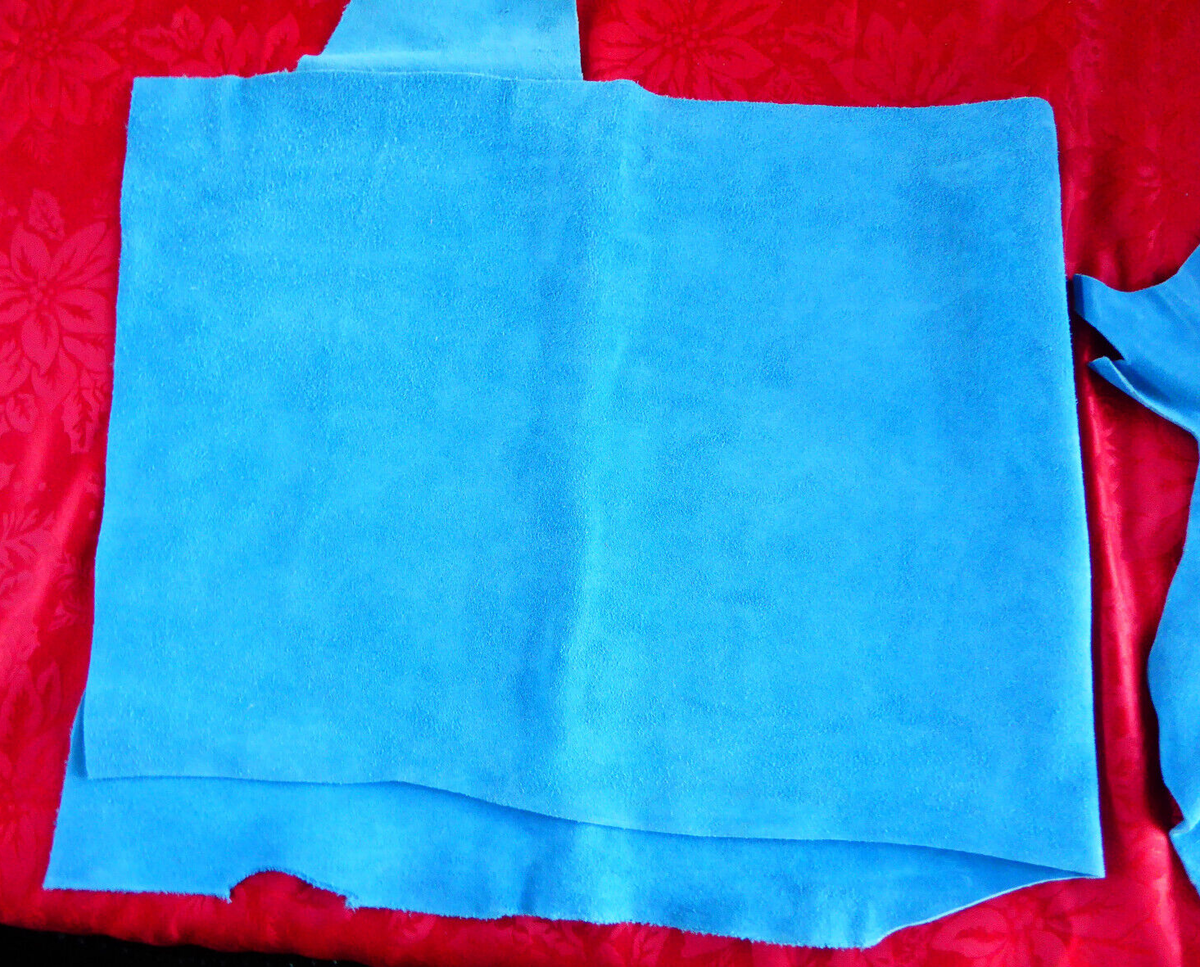 Sky Blue Suede Fabric Remnants Heavy! Upholster Craft faux? Various  Sizes
