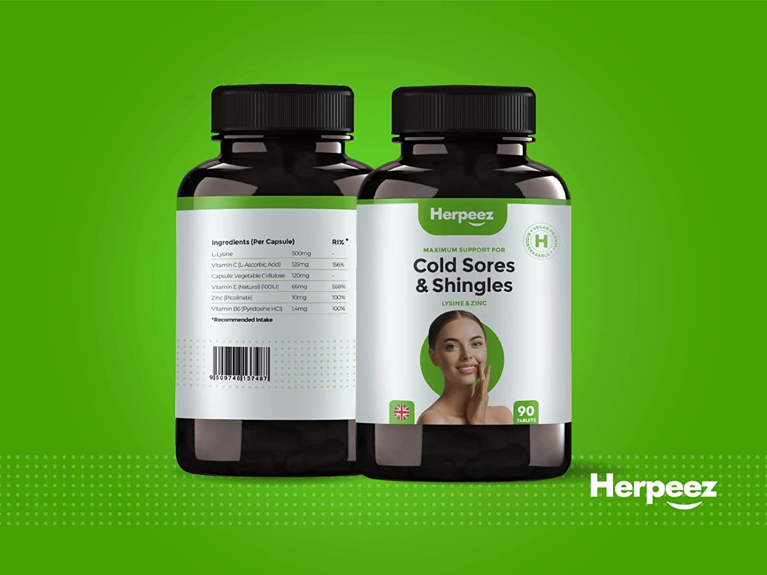 LLysine 1000mg Cold Sore & Shingles Treatment with Zinc & Vitamins E