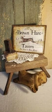 VINTAGE FOLK ART COLONIAL PRIMITIVE STYLE RABBIT HARE TAVERN ADVERTISING SIGN