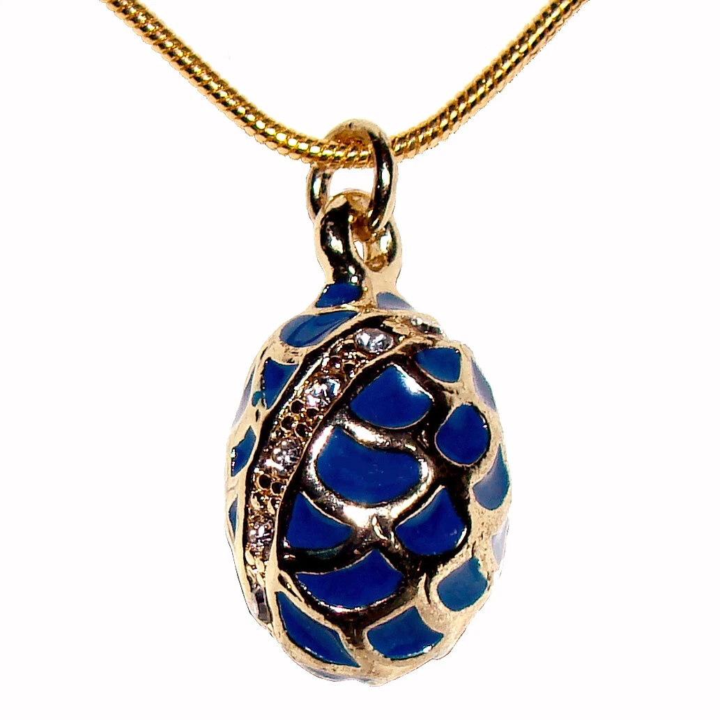 Collier Pendentif œuf Fabergé Style - Rouge émail - Fantaisie Unisexe