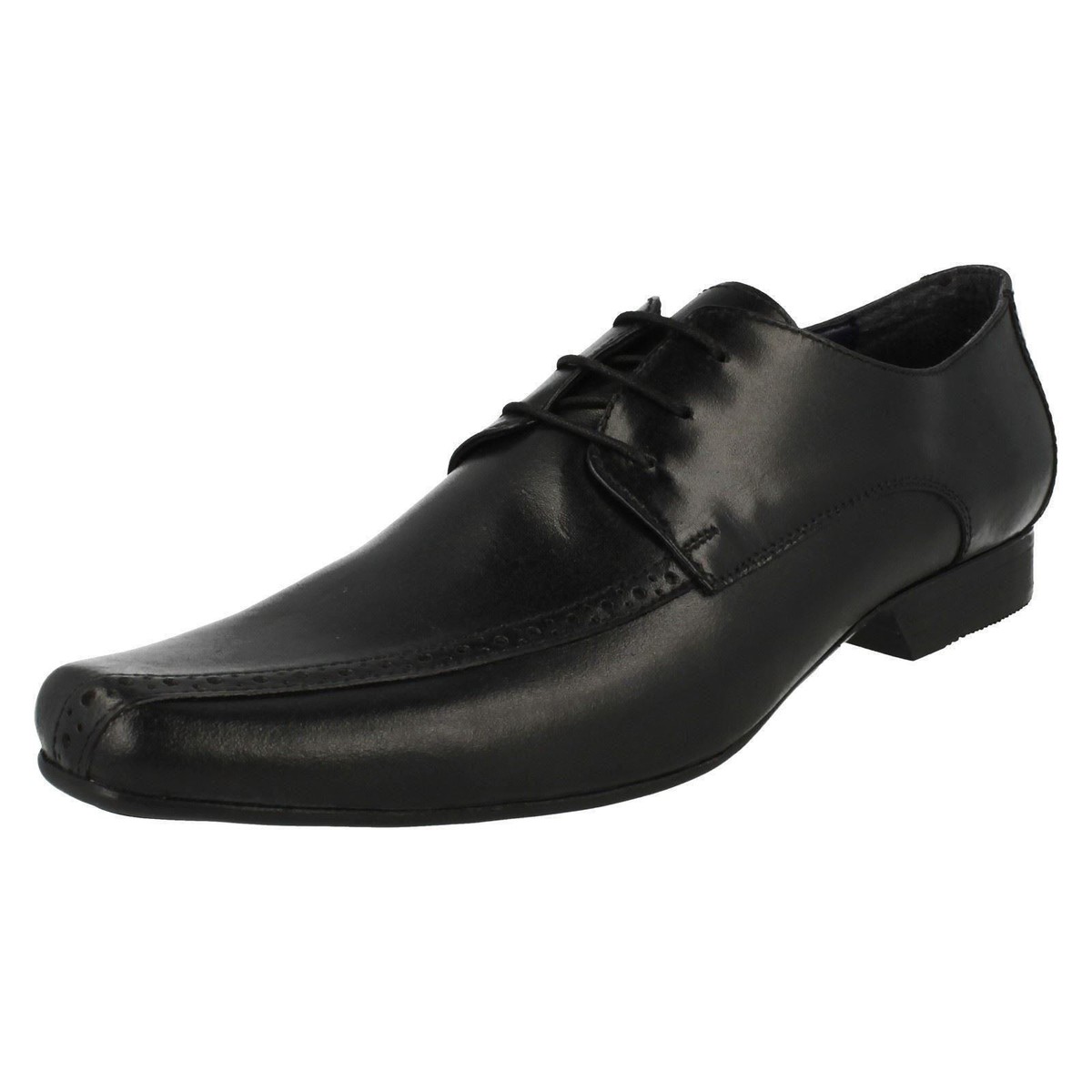 Sale Herren RED02B Schwarz Leder Schnürschuh Von PSL Verkaufspreis