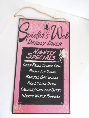 Spider's Web Deadly Diner NIghtly Specials Menu Sign Spooky & Humorous Signage - Picture 5 of 12