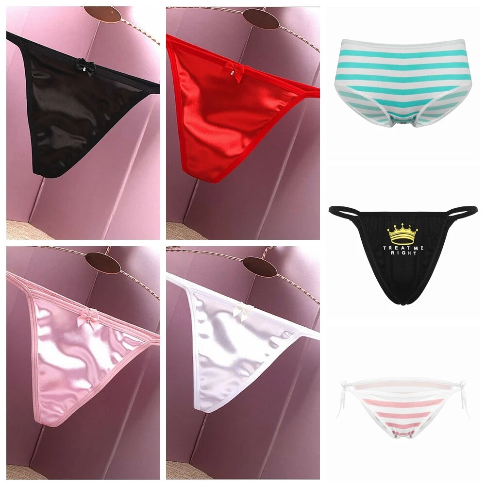 Women Cute Stripe Cotton Panties Underwear Thongs Lingerie G-string Brief  T-back