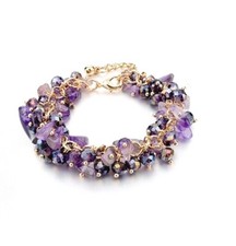 Purple Amethyst Bead Bracelet Bangle Stone Adjustable AAAAA Electroplate