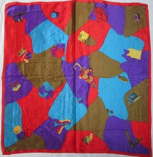 -Stunning ELAINE GOLD 100 silk scarf VGC vintage scarf 76 x 81 cm