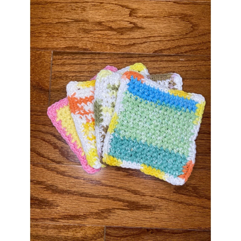 Juego de 4 paños faciales de ganchillo hechos a mano Foto 2 de 4