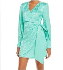 The Andamane Revolve Dress Small Carly Leopard Print Wrap Green Italy Party