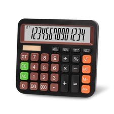 Standard Desktop Calculator Dual Power 14Digit Large Display Office Black