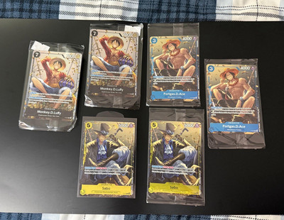 Bandai One Piece Card Game Promo Holo Monkey D. Luffy Ace Sabo Lot 5 English