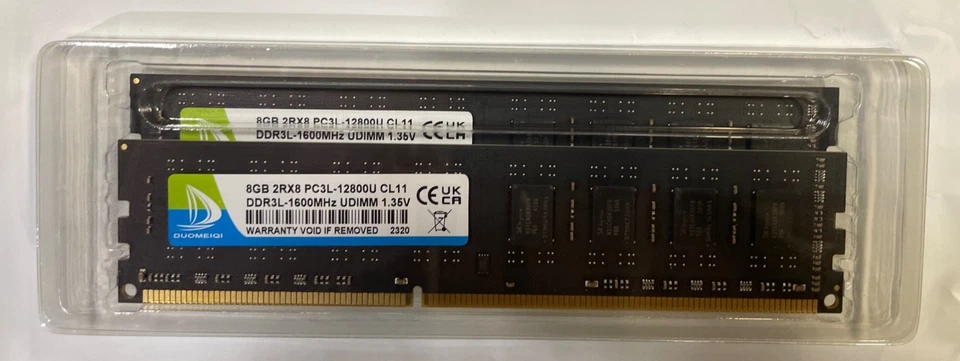Duomeiqi 8GB 2RX8 PC3L-12800U CL11 DDR3L-1600MHz UDIMM 1.35V Kit - Image 2 of 4