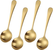 7" Round Soup Spoons Set of 4,18/10 Stainless Steel Heavy Duty W/ Deep
