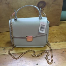 New Bella Russo Purse Light Gray Handbag Crossbody Bag Optional Gold Chain Strap