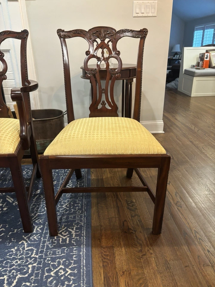Set of 6 MAITLAND SMITH Carved Mahogany Chippendale Dining Room Chairs - Image 4 of 4