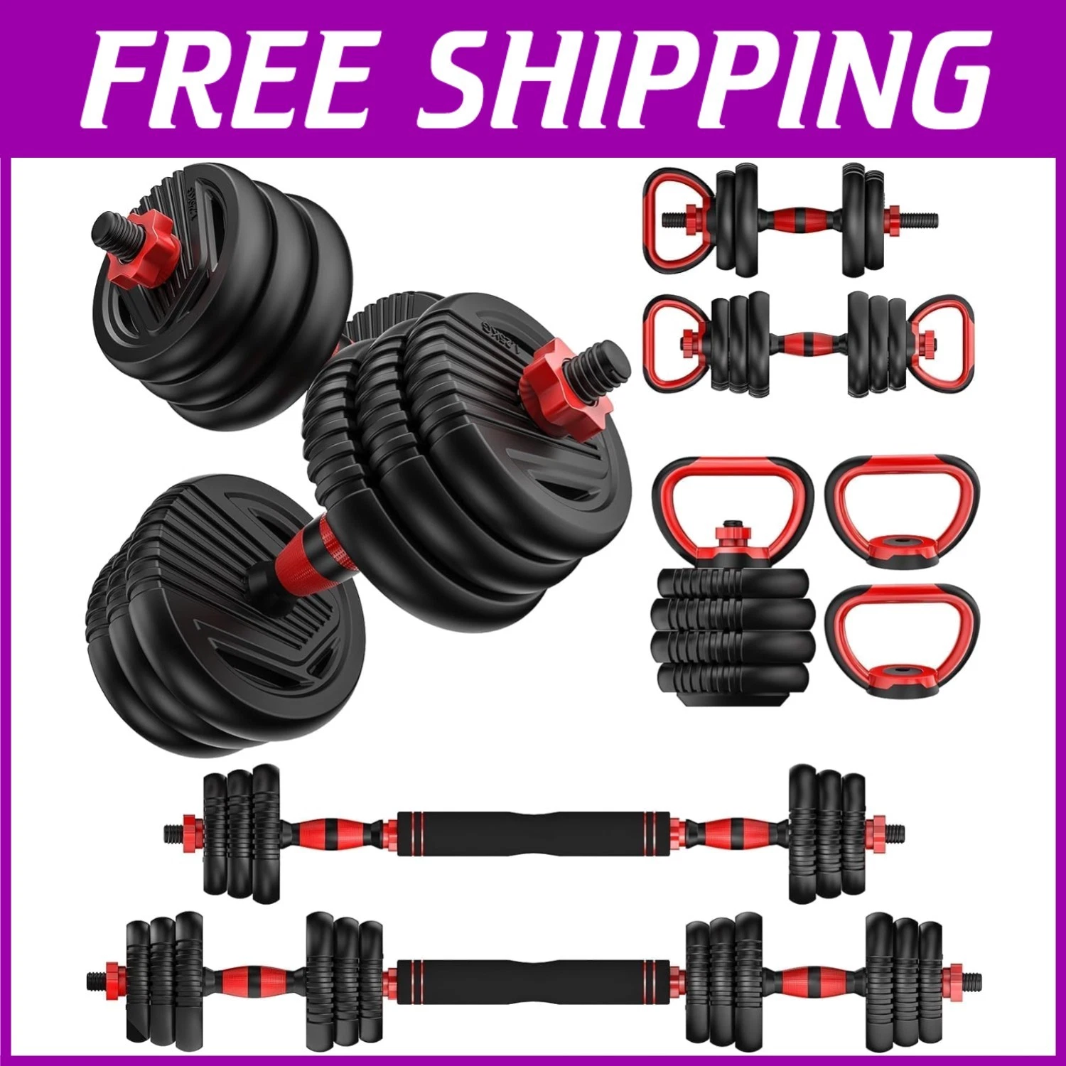 20/30/45lbs Free Weight Dumbbells Set - Fitness Exercises