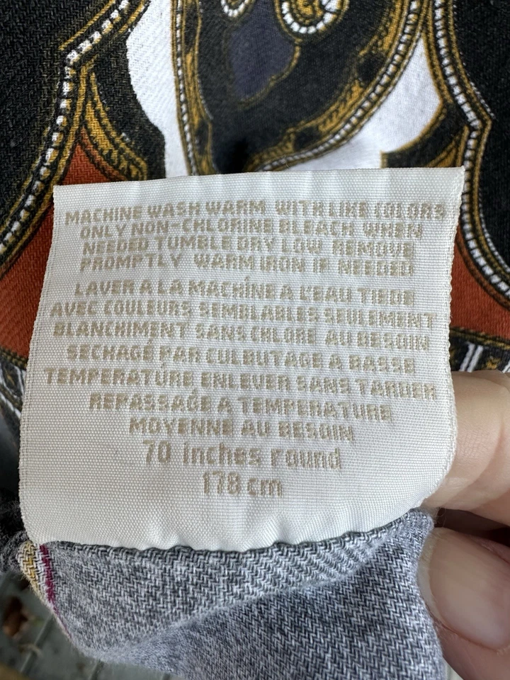 Williams Sonoma 70" Round Cotton Tablecloth Harvest Orange Gray Holiday - Image 4 of 4