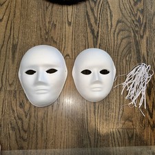 12 - DIY Full Face Masks, 2 Sizes Plain White Paper Mache/Costume Masks