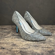 Betsey Johnson  Blue by Betsey Johnson  Silver Beaded Sequin Heels   Size 7M