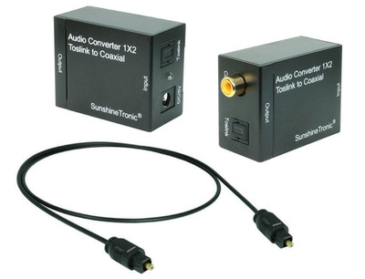 Optisch zu Koaxial Audio Konverter + Toslinkbabel (nach Wahl) + USB-Netzteil