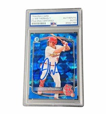 JJ Wetherholt Signed Card 2025 Bowman Chrome 1st Bowman Sapphire Auto PSA