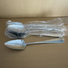 Set of 4 Grapefruit Spoons Stainless Steel Serrated Edge, Enjoy Grapefruit
