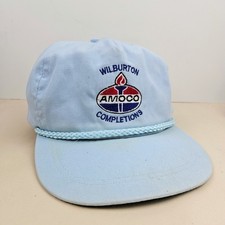 Vintage USA MADE Amoco Oil Gas Wilburton Trucker Hat Strapback Dad Cap