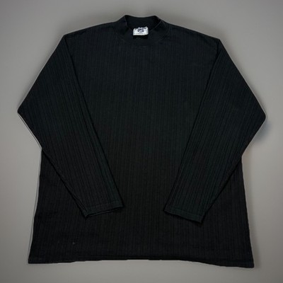 Lee Premium Jersey Heavyweight Mock Neck Shirt XLT Black Ribbed USA Cotton