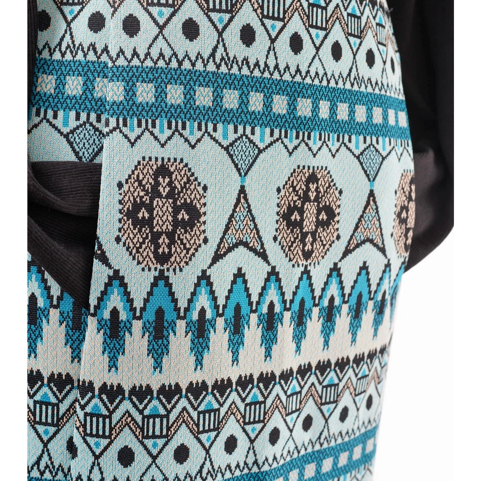 Vintage 70s Boho Tribal Striped Blue & Black Knit Maxi Skirt with Pockets XS S  - Image 4 of 4