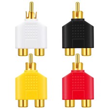 4 Pcs RCA Y Splitter Plug Adapter 2 Female to 1 Male for Audio Video TV Cable