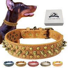 Spiked Studded Dog Collar, Anti-bite PU Leather Collar for Small Medium Large...