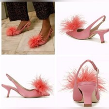 Sam Edelman Bianka Feather Slingback Pump Rose Quartz Sz 6