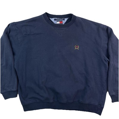 Tommy Hilfiger Vintage Faded Navy Blue Worn-Look Sweatshirt Pullover Men's L