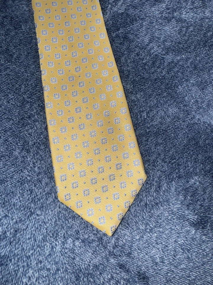 Corbata Brooks Brothers para hombre amarilla AOP floral geométrica seda hecha en EE. UU. DE COLECCIÓN Foto 2 de 4