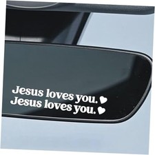 2 PCS Jesus Loves You Reflective Rearview Mirror Sticker, Cute Car