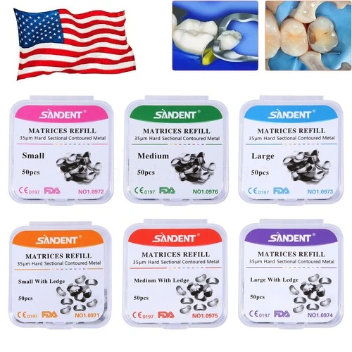 Dental Metal Matrices Matrix Band Sectional Contoured Refill S/M/L 50Pcs/1Pack