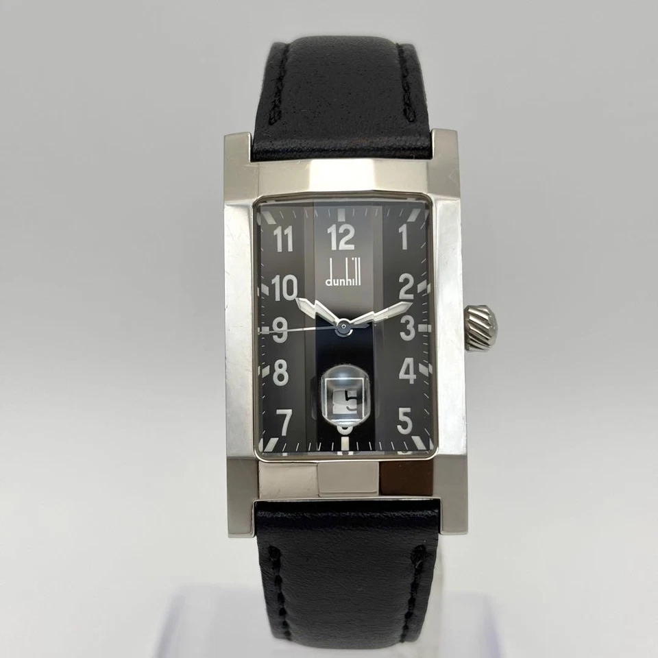 Reloj Dunhill Dunhillion Cuadrado Esfera Negra 3 Rostros Corte Vidrio Fecha Funciona Foto 2 de 4