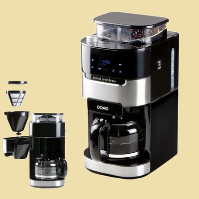 Domo Glaskrug-Kaffeemaschine mit Mahlwerk Grind and Brew DO 721 K - sw/Edelstahl