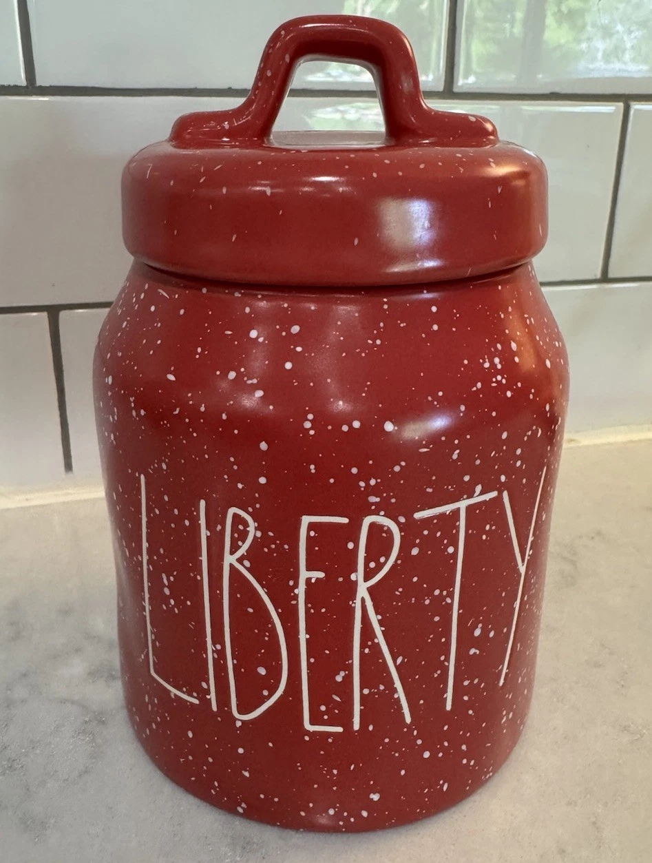 Rae Dunn red Liberty Baby canister Rare