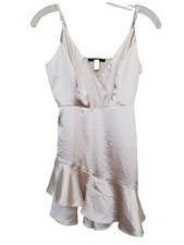 Forever 21 Gold Slip Dress Asymmetric Hem Adjustable Straps Side-Zip Size Small