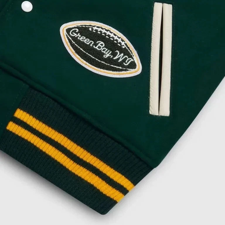 Green Bay Packers Green Wool Sleeves Men's Varsity Jacket