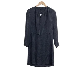 Rails Hana Cobra Gray Silk Dress Long Sleeve Drawstring Size XS