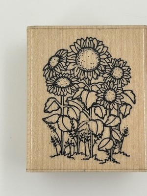 D.O.T.S. Small Sunflower Love Wood Mounted Rubber Stamp H 201 Floral