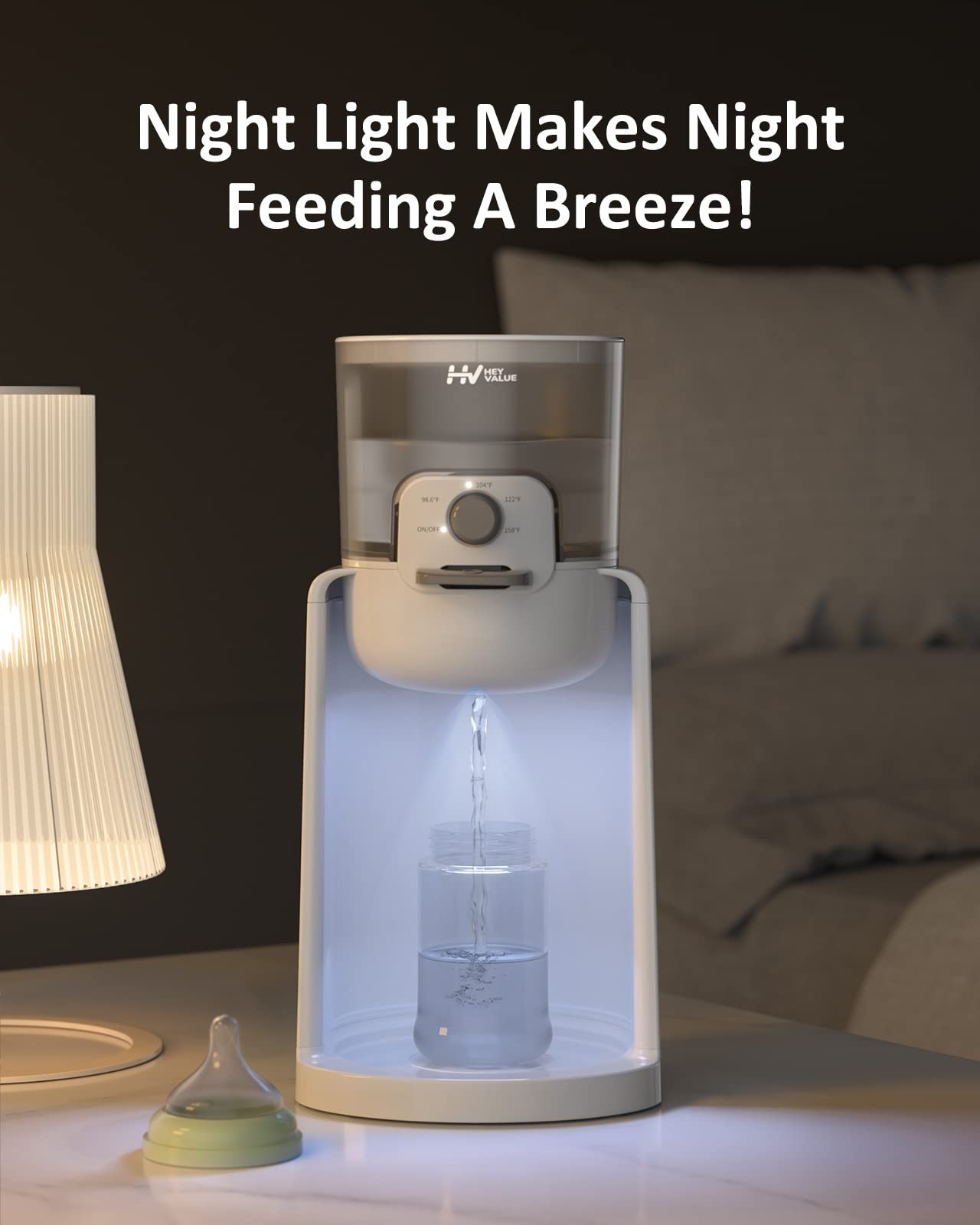 Water Warmer, HEYVALUE Baby Bottle Warmer, Formula Maker with Night Light, 4