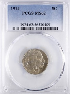 1914 Buffalo Nickel PCGS MS62 Conservatively Graded Great Strike and Luster