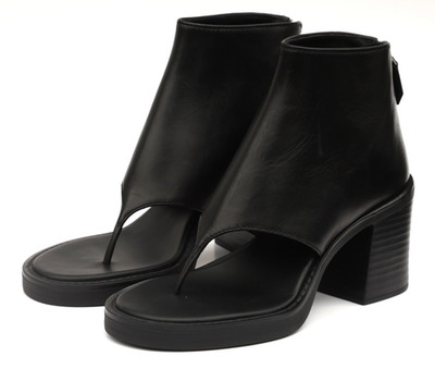 Miu Miu Thong Black Leather Ankle Boot Sandal EU 37 - US 7